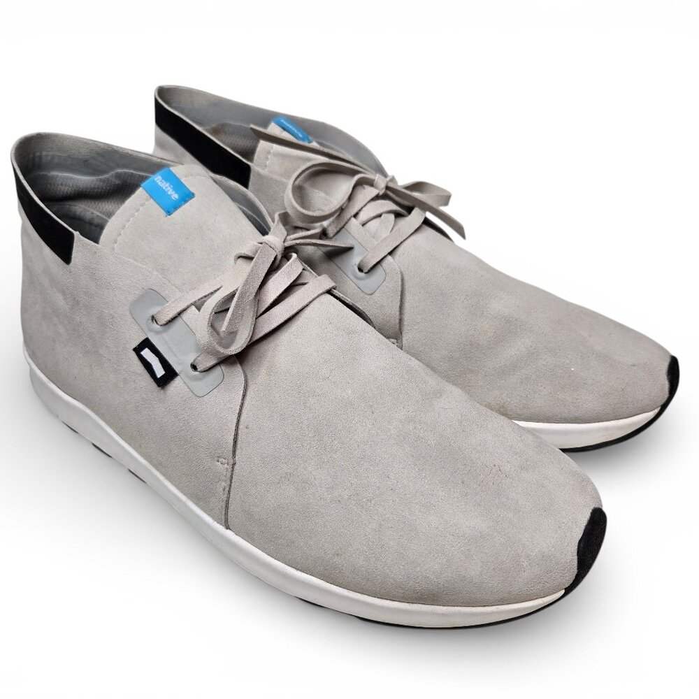 Native Apollo Chukka Hydro Boots Men Grey Suede Lightweight Chevron Tread 12
